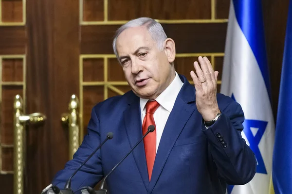 Primer Ministro Israel Benjamin Netanyahu Durante Visita Kiev Ucrania 2019 — Foto de Stock