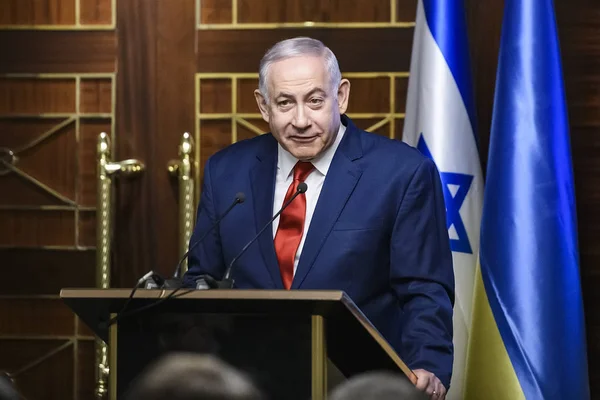 Primeiro Ministro Israel Benjamin Netanyahu Durante Visita Kiev Ucrânia 2019 — Fotografia de Stock