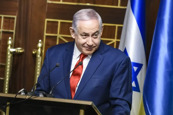 Primeiro Ministro Israel Benjamin Netanyahu Durante Visita Kiev Ucrânia 2019 — Fotografia de Stock