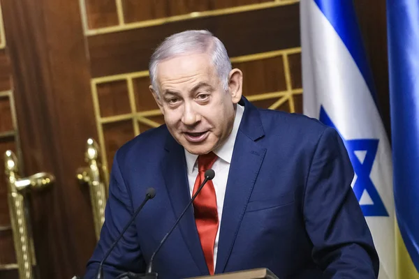 Primer Ministro Israel Benjamin Netanyahu Durante Visita Kiev Ucrania 2019 — Foto de Stock