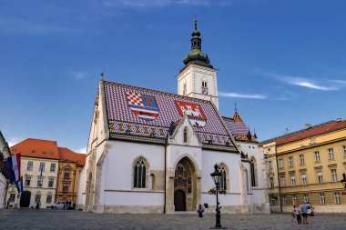 Ünlü St. Marks Meydanı'ndaki St. Marks kilisesi. Zagreb, Hırvatistan. 13-06-2017