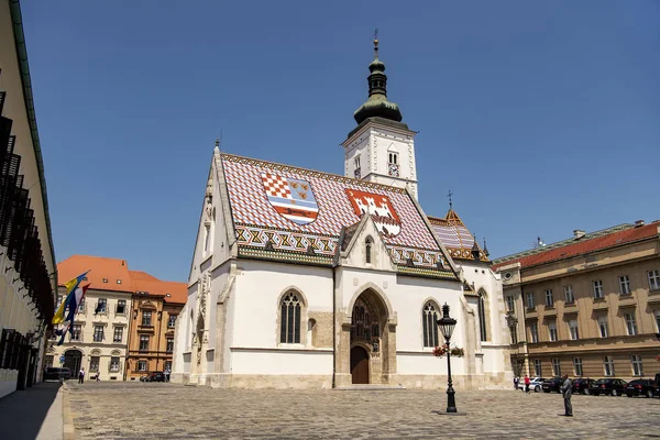 Ünlü St. Marks Meydanı'ndaki St. Marks kilisesi. Zagreb, Hırvatistan. 13-06-2017