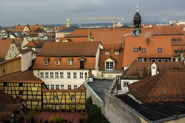 Vista Casas Tradicionales Con Tejados Típicos Tejas Rojas Bamberg Baviera — Foto de Stock