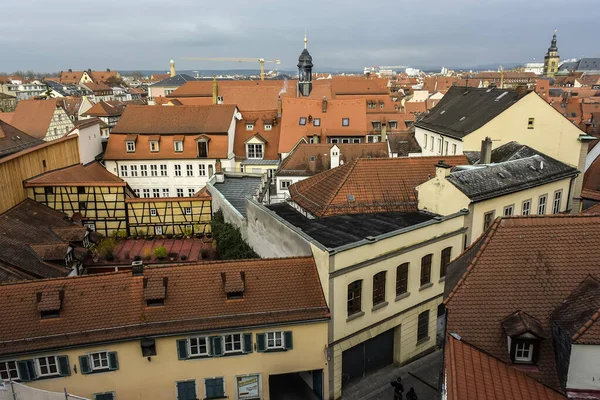 Tekintse Meg Hagyományos Házak Tipikus Piros Csempe Háztetők Bamberg Bajorország — Stock Fotó