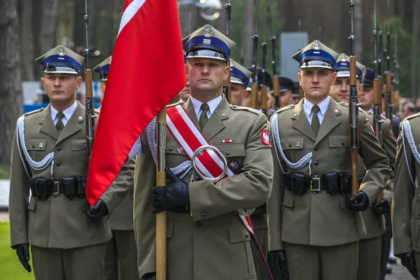 Servicemen Honor Guard Polish Army Ceremonial Events Polish Military Cemetery — Stock Photo, Image