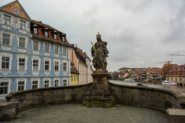 Luxemburgi Szent Kunigunde Szobra Bamberg Szent Védnöke Regnitz Folyó Feletti — Stock Fotó