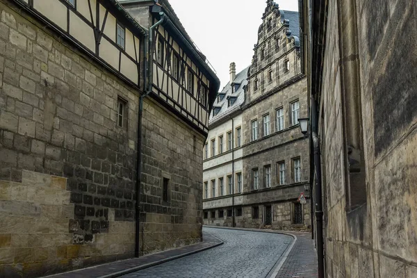 Rua Medieval Estreita Com Casas Tradicionais Baviera Bamberg Baviera Franconia — Fotografia de Stock