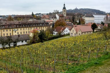 Michaelsberg üzüm bağlarından Bamberg 'in eski bir kısmına St. Peter ve St. Georg Katedrali Bamberg, Bavyera, Franconia, Almanya. Kasım 2014. Yüksek kalite fotoğraf