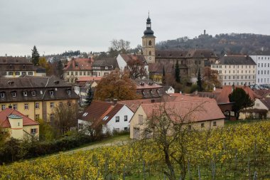 Michaelsberg üzüm bağlarından Almanya 'nın Bamberg bölgesinin eski bir kısmına. Kasım 2014. Yüksek kalite fotoğraf