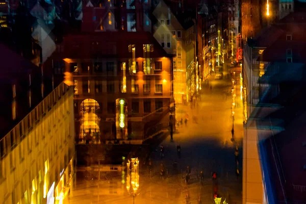 Night Abstract Cityscape Historical Center Old German City Nuremberg Alemanha — Fotografia de Stock
