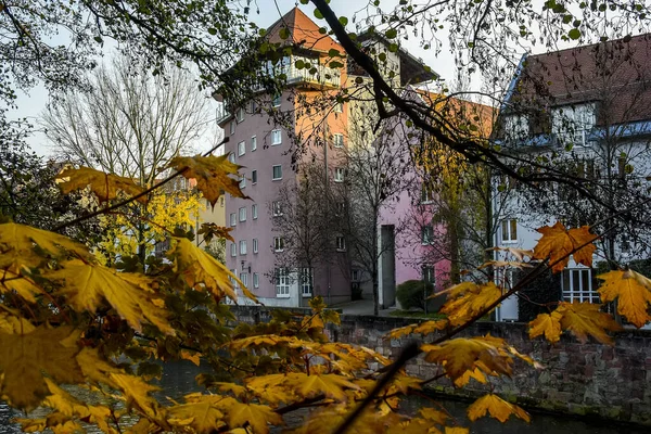 伝統的なバイエルンの工場は ドイツのバイエルン州ニュルンベルクにあるニュルンベルク城の半木造建築と庭園公園に面しています 2014年11月 — ストック写真