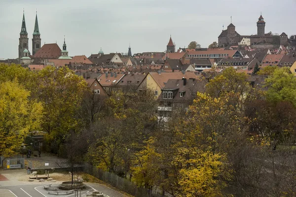 Вид Исторический Центр Старого Немецкого Города Нюрнберг Замок Нюрнберг Германия — стоковое фото