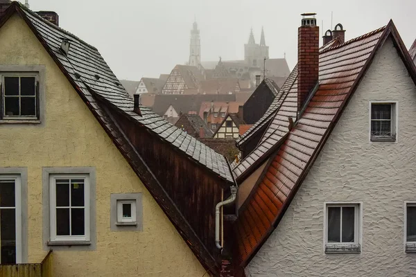 Utsikt Från Stadsmuren Pittoreska Färgglada Fasader Och Tak Medeltida Gamla — Stockfoto