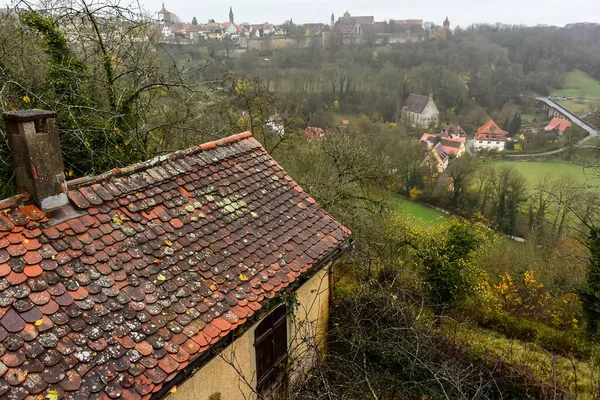 Vista Panorámica Del Horizonte Desde Muralla Rothenburg Der Tauber Baviera —  Fotos de Stock