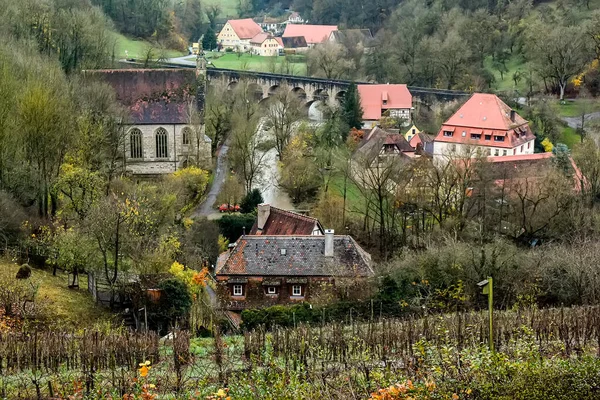 Vista Vale Tauber Parque Burggarten Cidade Velha Rothenburg Der Tauber — Fotografia de Stock