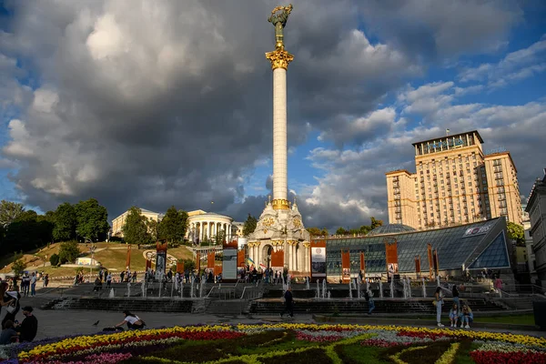 Independence Square Maidan Center Kyiv Ukraine August 2020 High Quality — Stock Photo, Image
