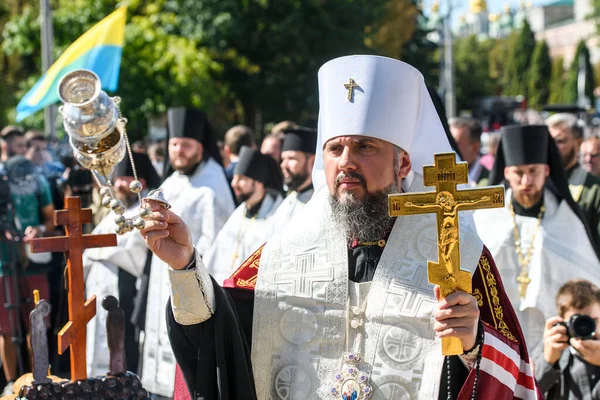 Metropolitan Epifaniy Jefe Iglesia Ortodoxa Ucrania Lidera Servicio Cerca Del — Foto de Stock