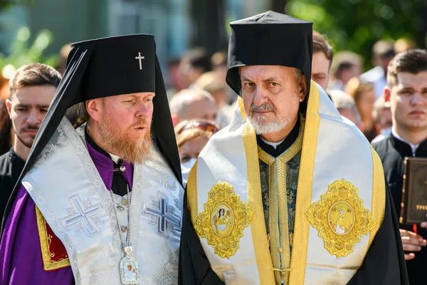 Obispo Iglesia Ortodoxa Constantinopla Metropolitano Emmanuel Galia Durante Servicio Ortodoxo — Foto de Stock