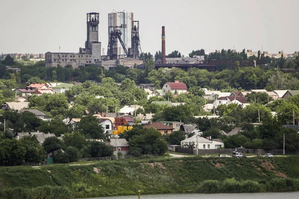 Blick Auf Die Bazhanov Mine Und Den Kalmius Fluss Donezk — Stockfoto