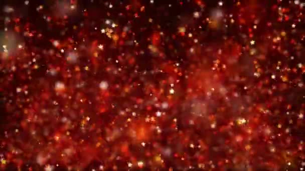 Абстрактные Блестящие Красные Блестящие Частицы Огонь Боке Абстрактный Фон Сияющей — стоковое видео
