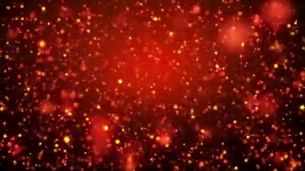 抽象的な光沢のある赤い輝く粒子 火のボケ 輝くボケの輝きを持つ抽象的な背景 シマーライト — ストック動画
