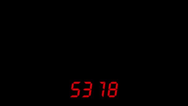 Contador Digital 30000 Animación Digital Color Rojo Sobre Fondo Negro — Vídeos de Stock