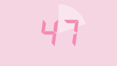 59 'dan 0 saniyeye geri sayım bir dakika animasyonu. Pembe arka planda animasyonu olan güzel tasarım.