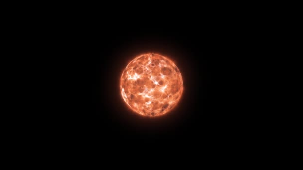 Великий спалюваний сонячний вогняний кульовий елемент. 3D анімація палаючої сонячної планети в космосі — стокове відео