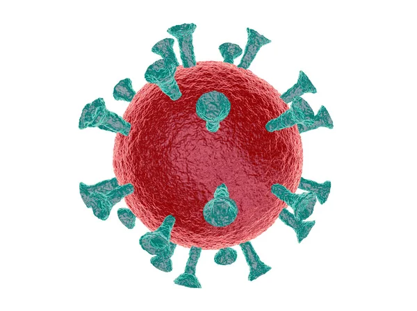 코로나 바이러스 세포 또는 박테리아 분자입니다. Virus Covid-19 공식 웹 사이트. 바이러스는 흰색으로 분리되었습니다. 박테리아, 세포가 감염 된 유기체. 3d 렌더링 — 스톡 사진