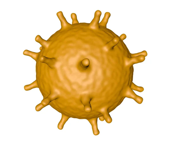 Koronavirové buňky nebo molekula bakterií. Virus Covid-19. Virus izolovaný na bílém. Bakterie, organismus infikovaný buňkami. 3D vykreslování — Stock fotografie