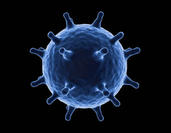 Células del coronavirus o molécula bacteriana. Virus Covid-19. Virus aislado en negro. Bacterias, organismo infectado por células. Renderizado 3d — Foto de Stock