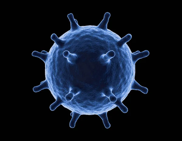 Coronavirus celler eller bakterier molekyl. Virus Covid-19. Viruset isolerat på svart. Bakterier, cellinfekterade organismer. 3D-konvertering Stockfoto