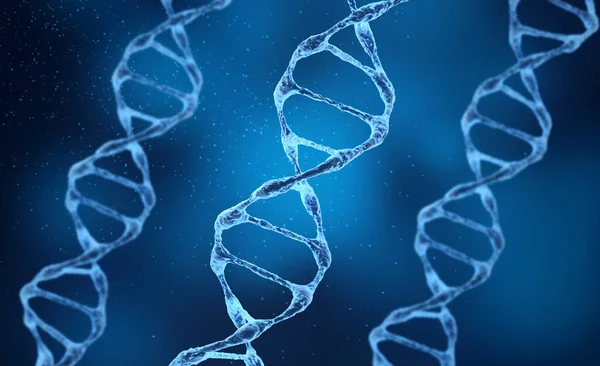 Representación en 3D de un fondo médico con hebras de ADN en color de fondo. Estructura de moléculas de ADN. Estructura helicoidal de la hebra de ADN de primer plano . — Foto de Stock