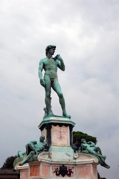 Brons Replika Staty Michelangelos David Florence Italien — Stockfoto