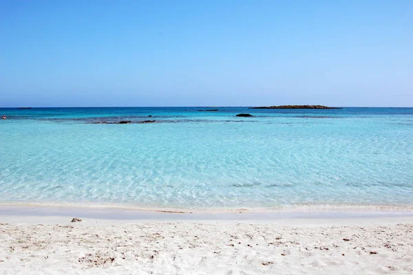 Řecká Pláž Tyrkysovou Safírovovou Vodou Zálivu Balos Krétě — Stock fotografie