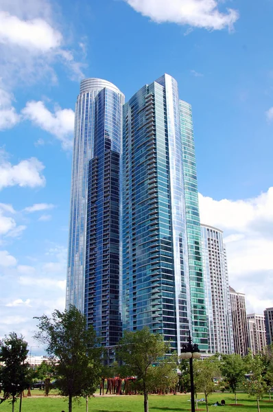 Chicago Belváros Városi Skyline Felhőkarcolók — Stock Fotó