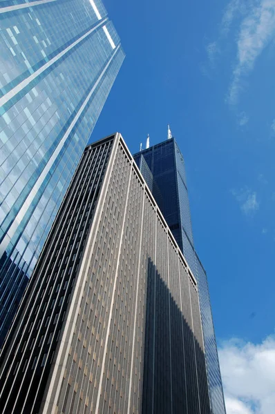 Chicago Belváros Városi Skyline Felhőkarcolók — Stock Fotó