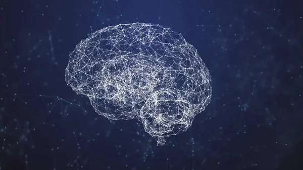 Artificial intelligence AI , Rotating human brain animation, modern computer technologies concepts. Deep learning, Big Data, Robotic system. Brain connect digital lines, Artificial intelligence. The