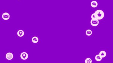 Dijital ağ iletişim topluluğu dijital internet sosyal büyüme grafikleri sembolü ile Violet arkaplan canlandırma arayüzü