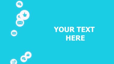 Metin canlandırma arayüzü için mavi arkaplan animasyon simgeleri ve animasyon ağı bilgi iletişim topluluğu dijital internet sosyal büyüyen tasarım grafikleri sembolü etrafındaki bağlantılarla