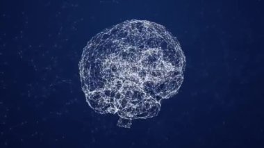 Yapay zeka yapay zekası, insan beyni animasyonu, modern bilgisayar teknolojileri kavramları. Derin öğrenme, Büyük Veri, Robot Sistemi. Beyin dijital hatları, yapay zekayı birbirine bağlar. Şey...