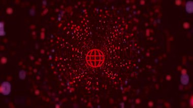 Şeylerin dijital internet konsepti. İş ve pazarlama konsepti için geleceğin teknoloji ağı. Mavi arkaplandaki Dünya elementleri.