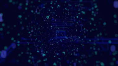 Şeylerin dijital internet konsepti. İş ve pazarlama konsepti için geleceğin teknoloji ağı. Dijital arkaplana sahip yeşil arkaplanda dizüstü bilgisayar simgesi.