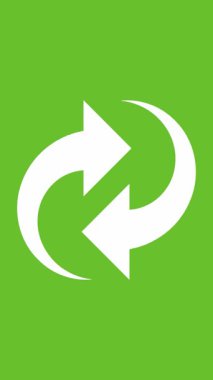 Bu video yeşil bir zeminde geri dönüşümü gösteriyor, sürdürülebilirliği sembolize eden iki oku vurguluyor sürekli döngü ve çevre dostu uygulamaları teşvik ediyor