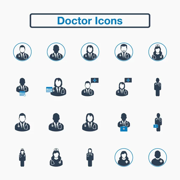 Doctor Icon set. Flat style vector EPS. — Stock Vector