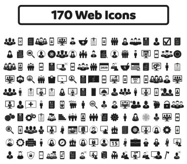 170 web simgesi seti. Düz stil vektör Eps.