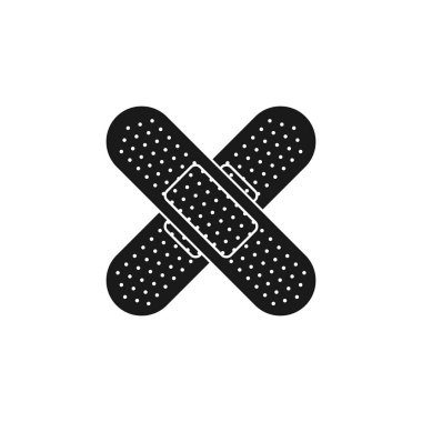 Çapraz Şekilli Yapışkan sıva simgesi. Düz stil vektör Eps.