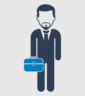 Elinde evrak çantası olan işadamı Icon. Düz stil vektör Eps.