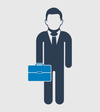Elinde evrak çantası olan işadamı Icon. Düz stil vektör Eps.