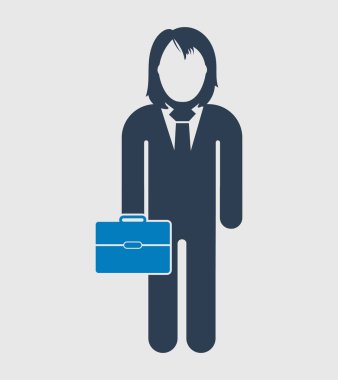 Elinde evrak çantası olan İş kadını Icon. Düz stil vektör Eps